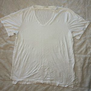 White cutout raw hem top size L